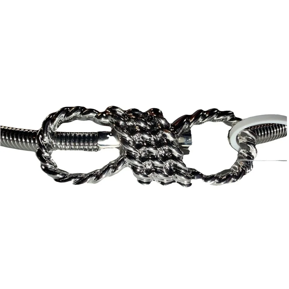 NWT GIANI BERNINI Cobra chain link women's skinny stretch belt-  L/XL-Silver ~~‎